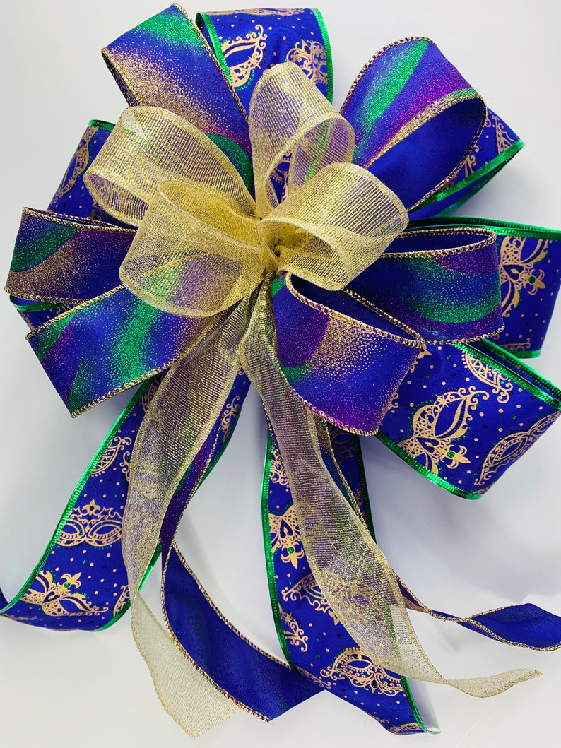 Package Bow Lantern Swag Bow For Porch Post Outdoor Mardi Gras Bow