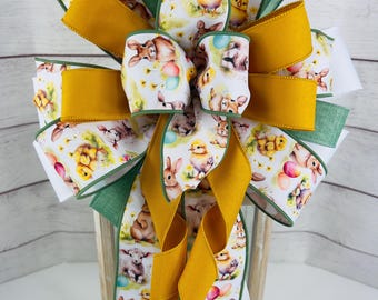 Luxury Easter bow with Bunnies, Chicks and Little Lambs