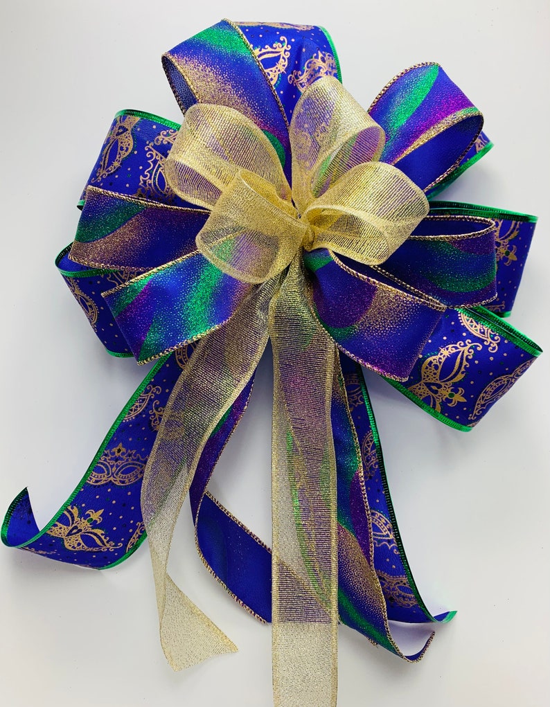 Package Bow Lantern Swag Bow For Porch Post Outdoor Mardi Gras Bow