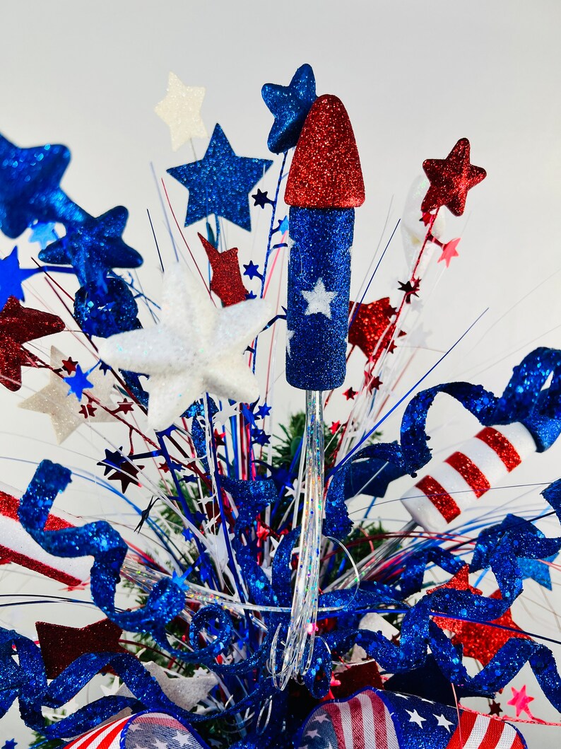 Patriotic Tree Topper, Red White Blue Decor, 4th of July, Memorial Day ...