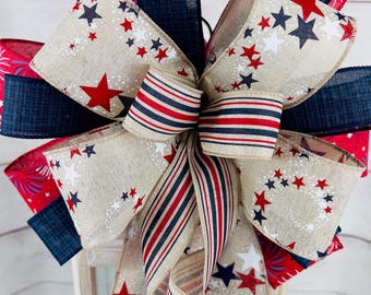 Rustic Patriotic Bow: Americana 4th of July Decor