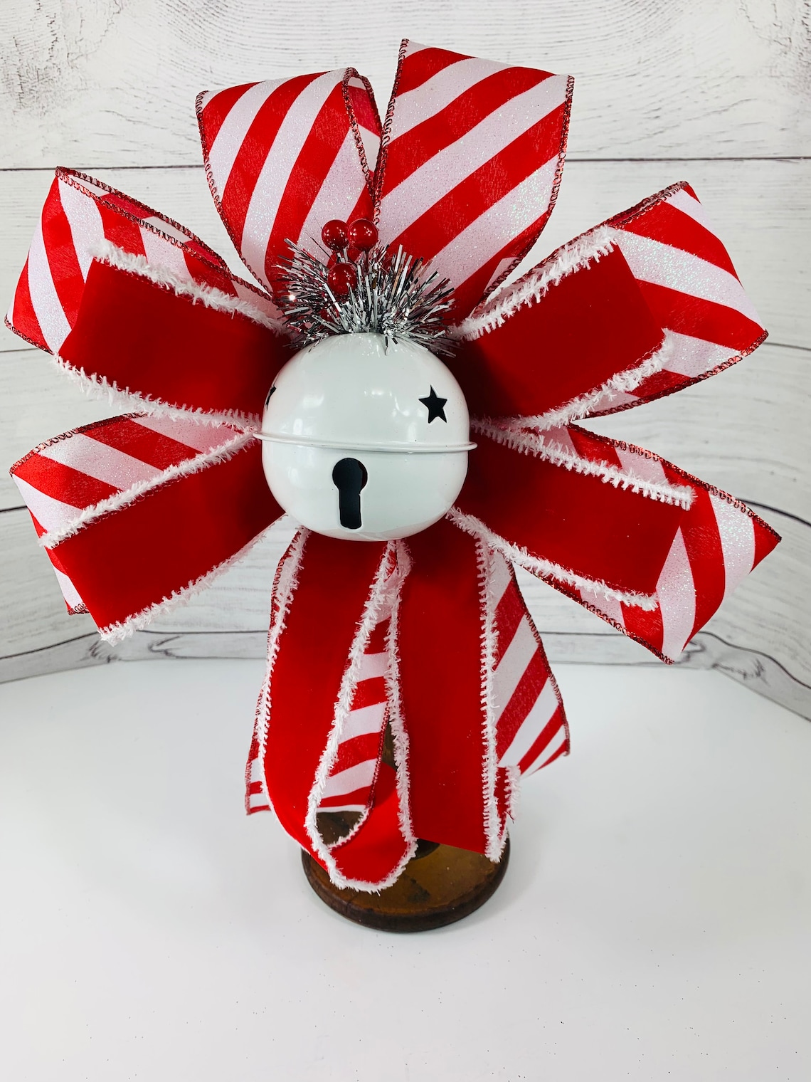 Outdoor Christmas Lantern Swag Bow Candy Cane Christmas Bow Etsy