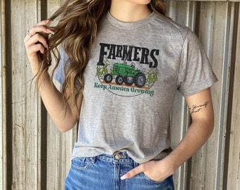 Farmers Keep America Growing Local Farm Support | Tractor shirt for adult | Mommy & Me Country Apparel | Country Farm life Southern women