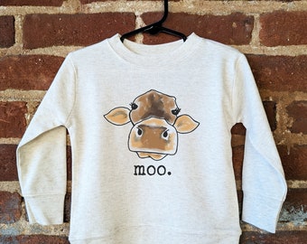 Moo cow toddler long sleeve, Toddler cow shirt, Farm theme toddler, farm animal shirt, Cow clothing, Cow gift toddler, Farm party shirt