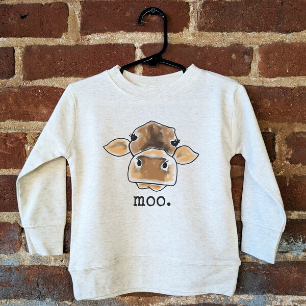 Moo cow toddler long sleeve, Toddler cow shirt, Farm theme toddler, farm animal shirt, Cow clothing, Cow gift toddler, Farm party shirt