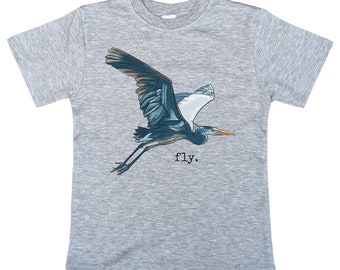 Fly Blue Heron Lake Summer Tee | Toddler Beach Outfit | Unisex Ocean Tee | Beach Life | Summer Vibes | Ocean Adventure | Coastal for Kids