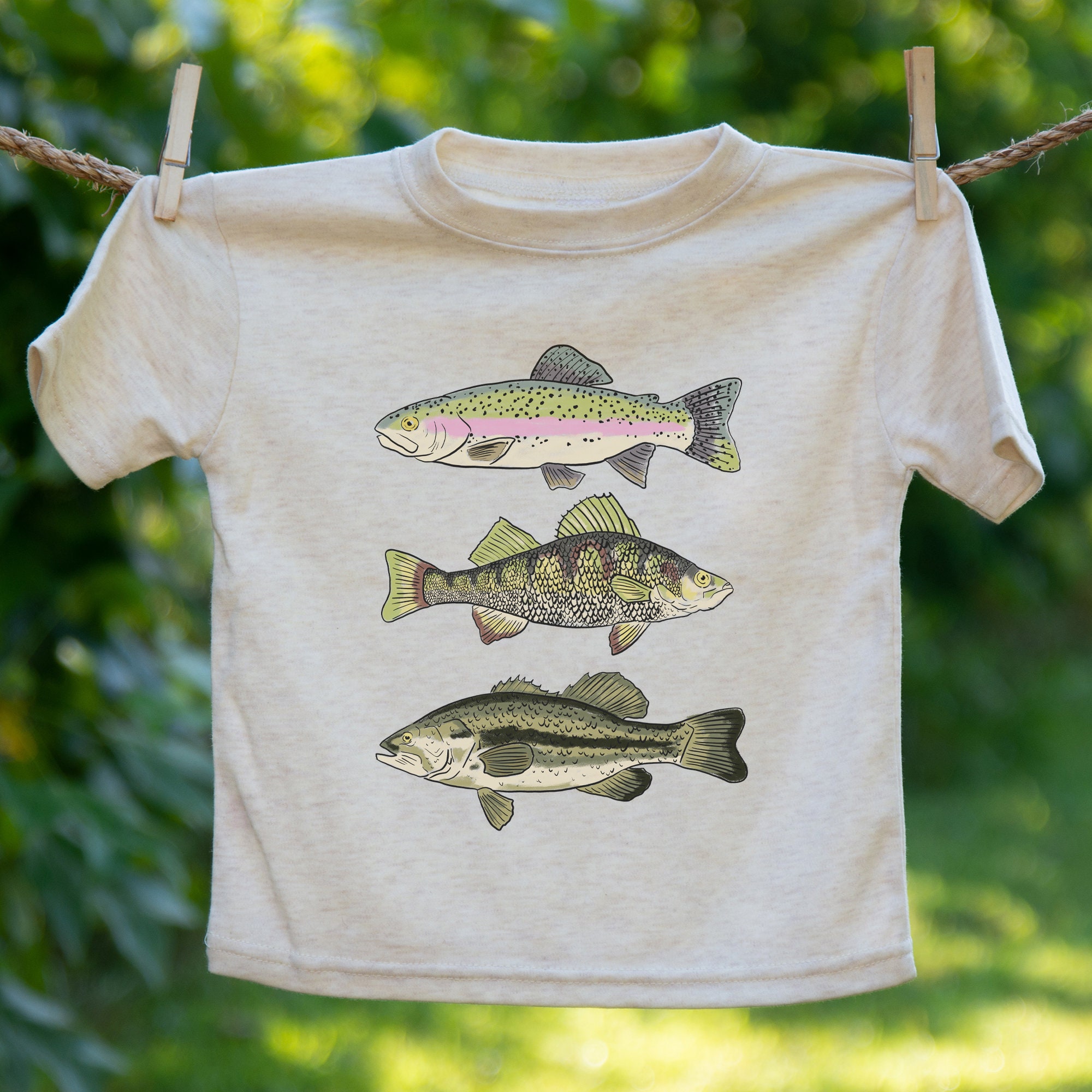 Three Fish Toddler Shirt | Summer Fishing Top | Outdoor Summer Clothing | Toddler Boy Fishing | Nature Toddler Outfit | Fishing Gift