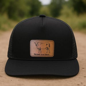 Cow Leather Patch Trucker Hat | Youth Farm Life Mesh Cap