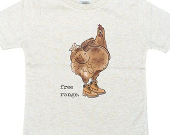 Free Range Chicken Funny Tee for Hiking Kid | Funny Chicken Shirt | Cute Chicken shirt for toddlers | Funny Outdoor tee | Western farm shirt