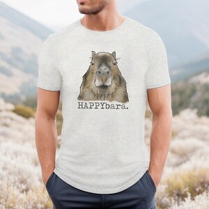 HAPPYbara Capybara ADULT Unisex Outdoor T-Shirt | Funny Adult Shirt | Funny Father&#39;s Day Tee | Humor Tee | Unisex Summer tee for Hikers
