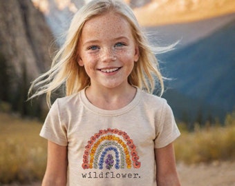 Wildflower Kids Tee: Spring Fashion Hiking Adventure Tee for Girls - Rainbow Toddler Tee Nature Tee for Girls Flower shirt for toddler