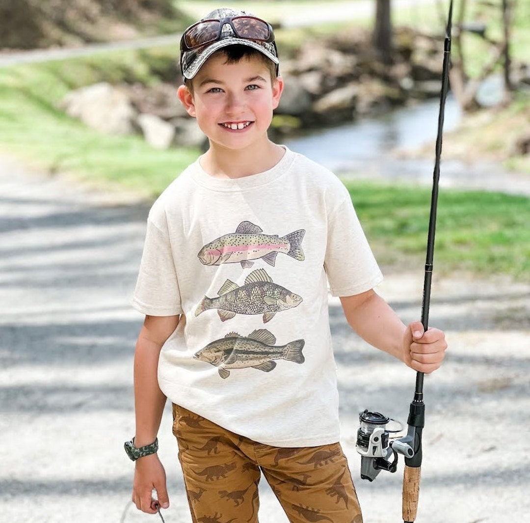 Three Fish Toddler Shirt Summer Fishing Top Outdoor Summer