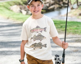 Three Fish Toddler Shirt Summer Fishing Top Outdoor Summer