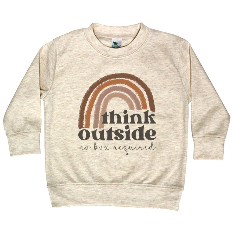 Think outside Toddler pullover Vintage retro inspired neutral rainbow nature clothing Back to school outdoor shirt Fall nature hiking shirt image 2