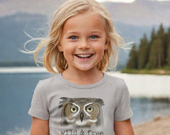 Wild & Free Woodland Owl Tee for Hiking Kids | Nature kid shirt | Owl shirt for girl | Hiking tee for boy | Outdoor Apparel for kids