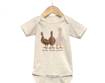 Oie de canard de canard, cadeaux de bébé de canard, tenue de canard d'automne, animal de ferme pour bébé, chemise de canard unisexe, cadeau de bébé de ferme, canard pour petite fille, canard drôle