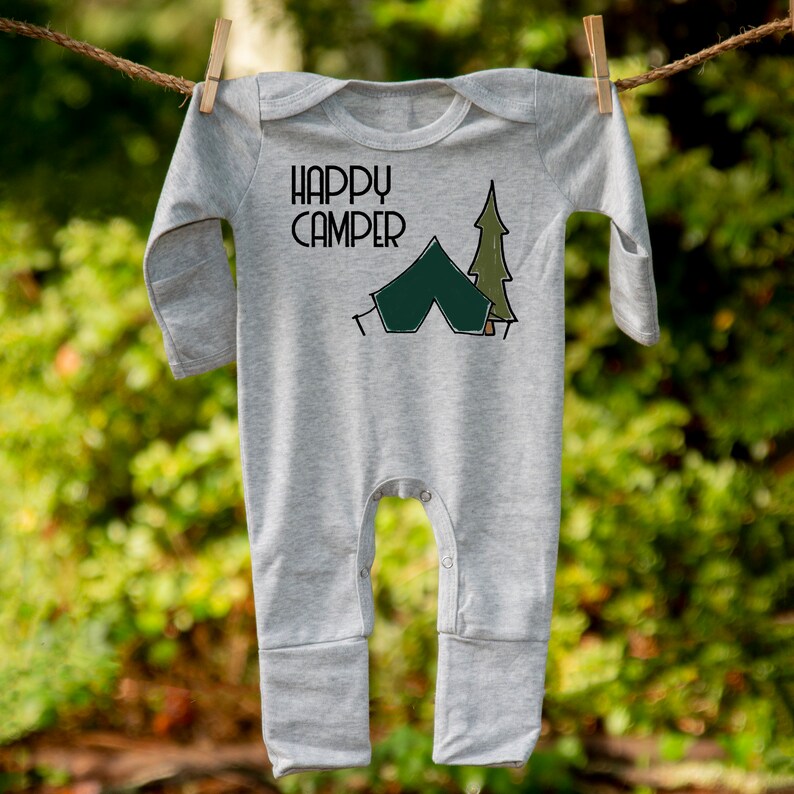 Happy Camper Outdoor Theme Pajamas Soft Newborn Boy Pjs Grey Etsy
