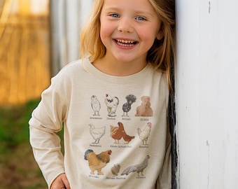 Chicken Breeds Toddler Pullover, Farm Animal Shirt