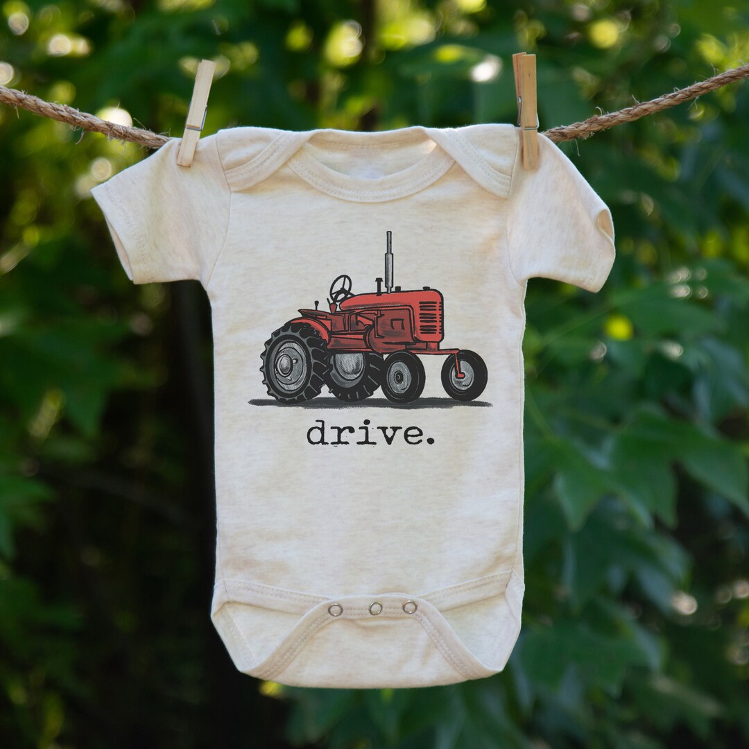 Drive Tractor Baby Body Suit, Fall Farm Outfit, Newborn Farm Gift, Baby