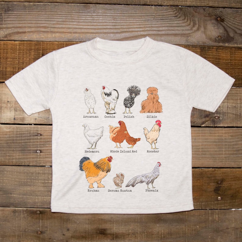 Chicken Breed Country Kids T-Shirt Farm Life Chickens Tee Rural Charm Kid's Shirt Poultry Lover Gift County Fair Fall Apparel image 4