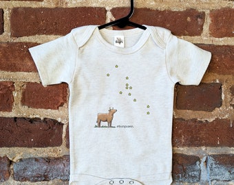 Stargazer Cow bodysuit, Taurus clothing, Constellation shirt, Baby space shirt, Farm animal space shirt, Nature baby clothes, Camping baby