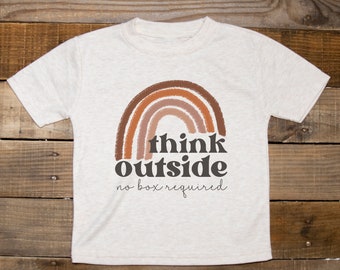 Think Outside Toddler Tee | Vintage Retro Inspired | Neutral Rainbow Nature Clothing | Back to School Outdoor | Fall Nature Hiking Camping