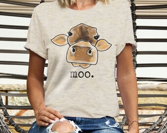 Moo Cow Soft Country Tee | Cozy & Stylish Adult Shirt | Farm Life Fashion | Cow Lover Gift | Trendy Rural Apparel | Country Vibes