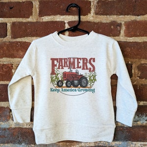 Farmers keep America growing Retro soft toddler pullover Fall Back to school farm clothing, Homestead kid, Farm kids, Home school shirt