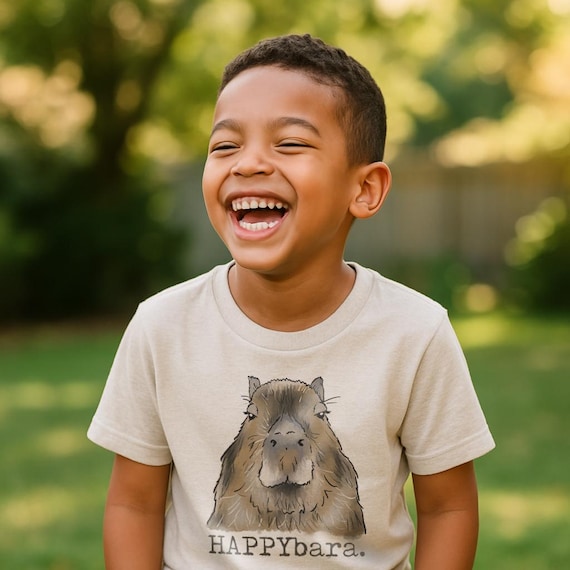 HAPPYbara Capybara Kids T-Shirt | Quirky Animal Tee