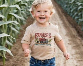 Farmers Keep America Growing Retro Toddler Tee | Child Farm Clothing | Homestead Toddler Tee | Farm Kids | Homeschool Shirt | Tractor Shirt