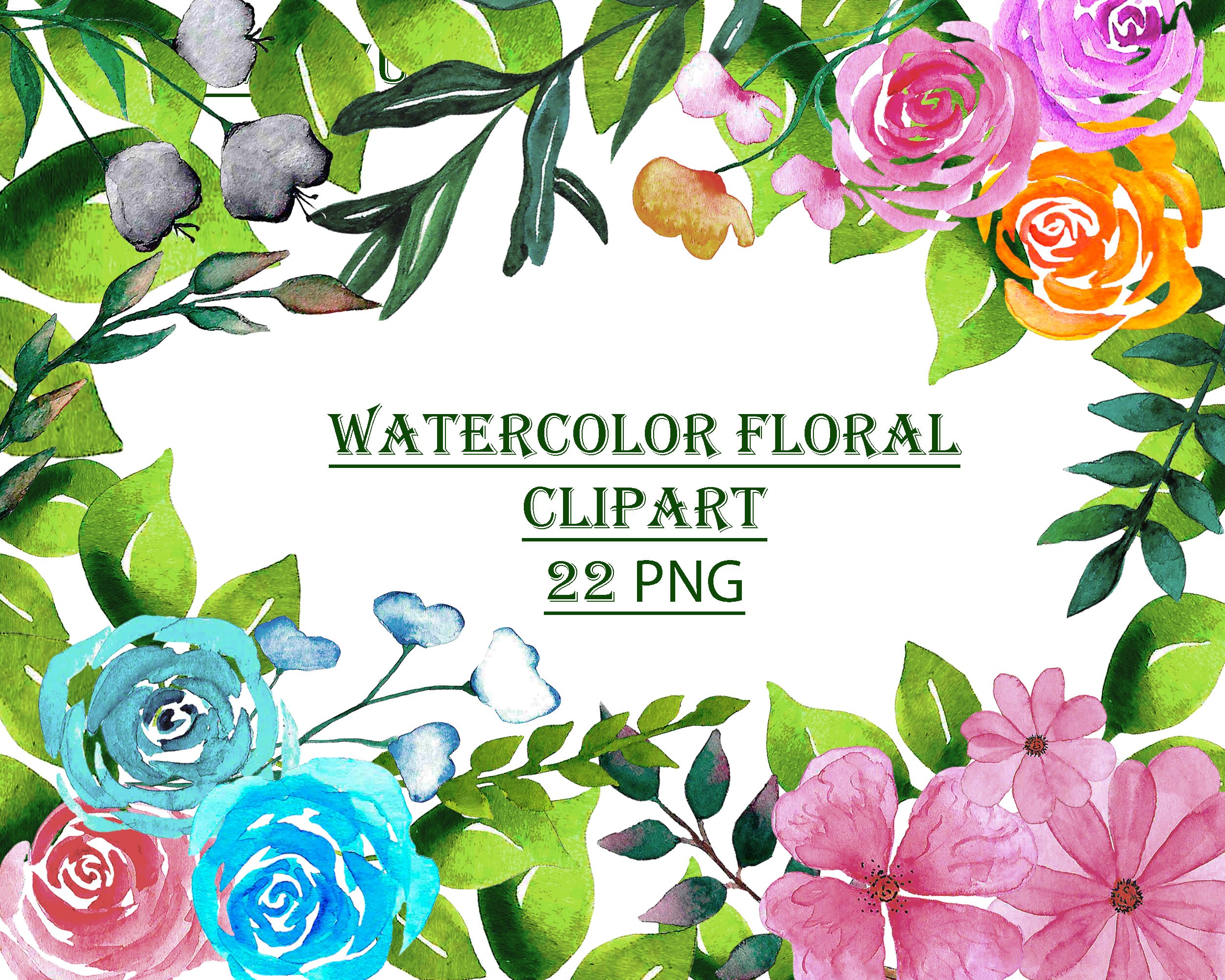Garten Clipart Aquarell floral Clipart Sommer Clipart | Etsy