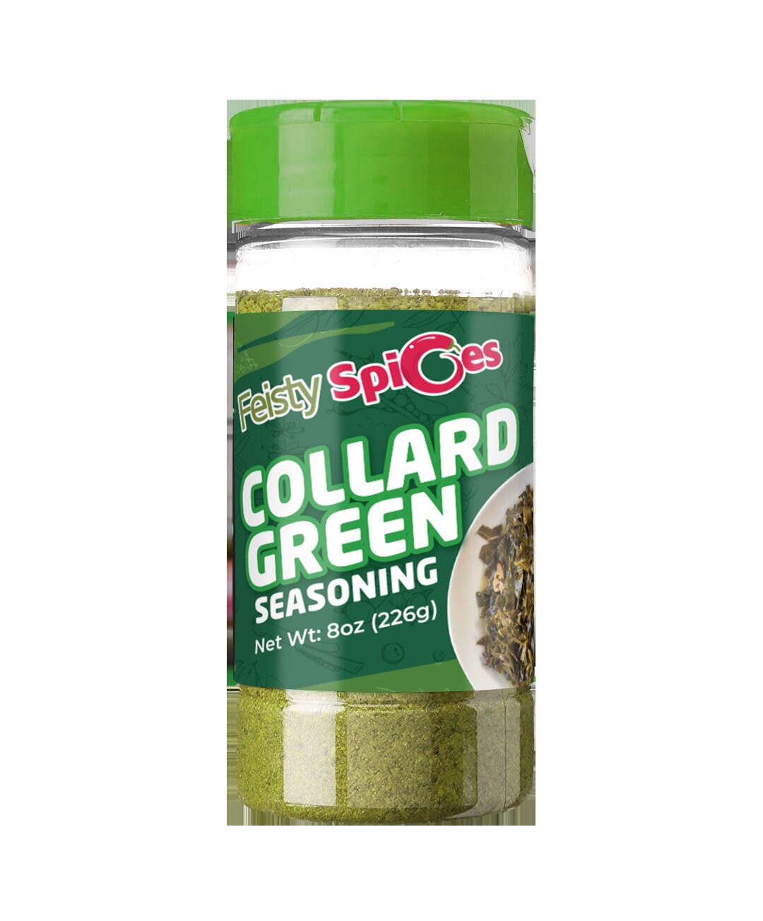 Feisty Spices Collard Green Seasoning, 8 Oz Bottle, Fresh Herbs and