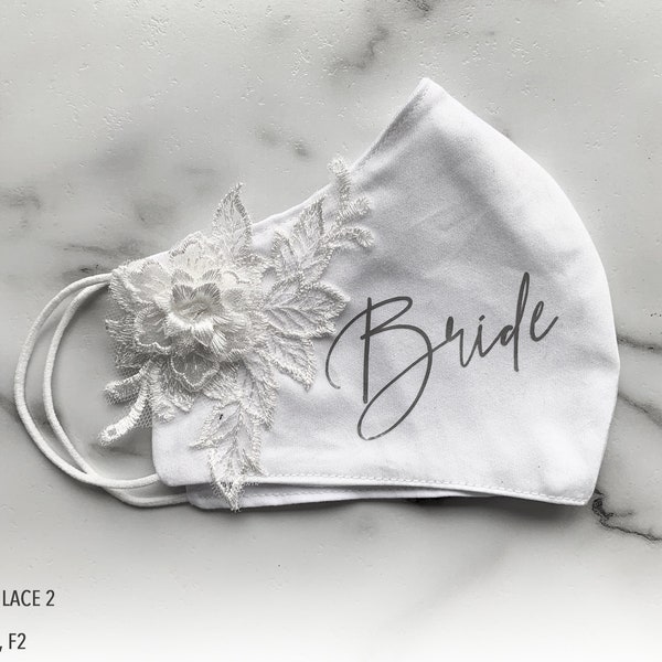 Personalized Floral lace Bride and Groom Wedding Face Masks