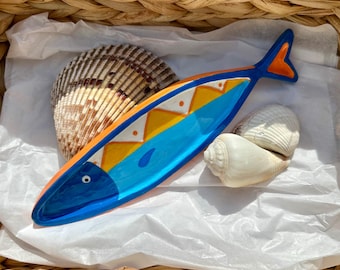 Handmade Sardine Fish Clay Jewelry Tray: Coastal Beach House Decor
