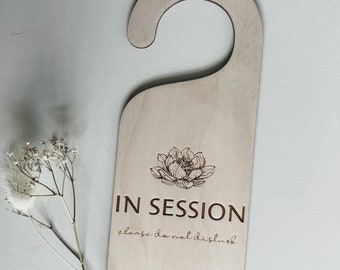 In Session Engraved Sign • Professional Therapist Door Hanger • Please Do Not Disturb - Office Signage