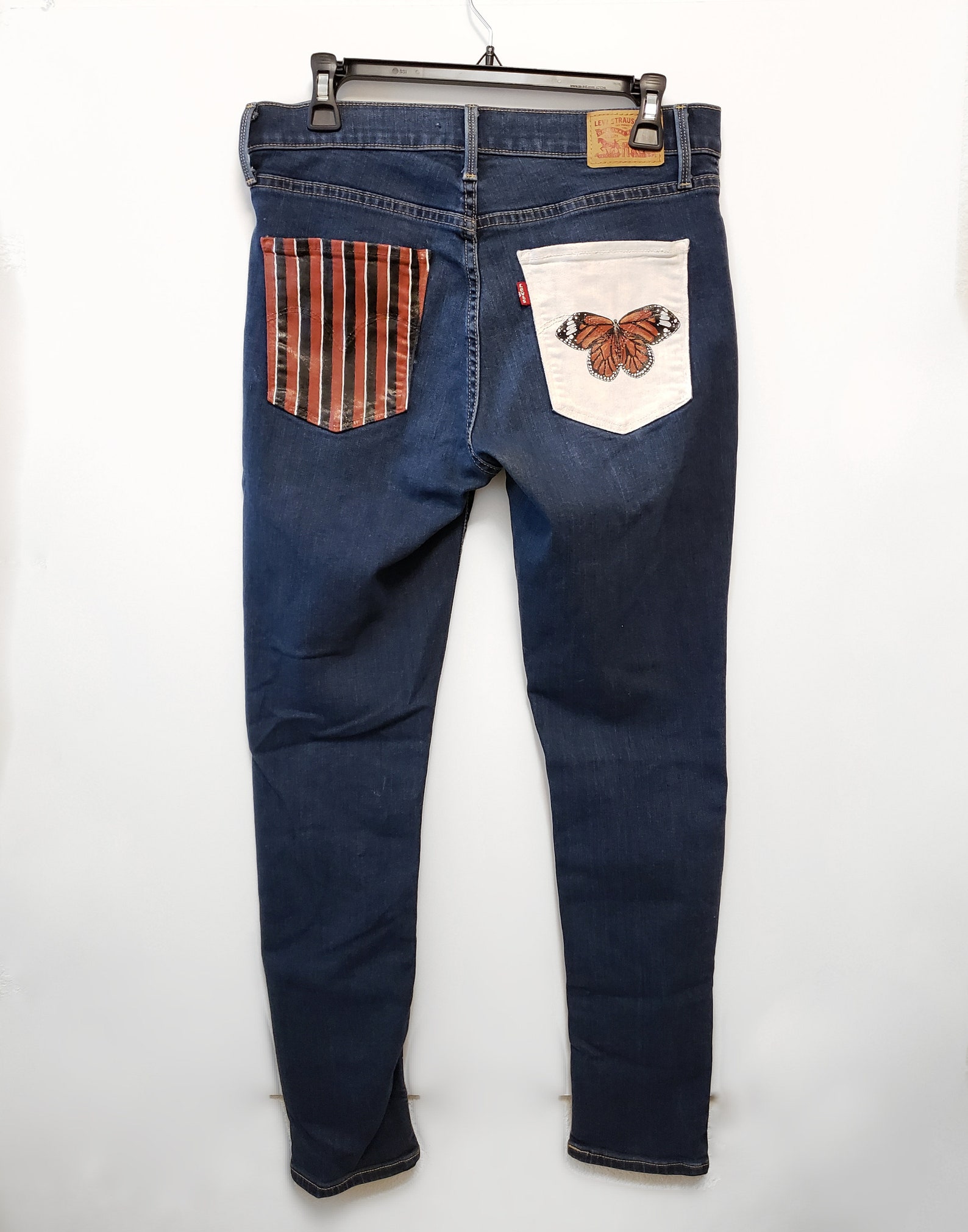 Hand Painted Monarch Butterfly Levi's Jeans Painted Etsy