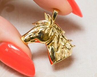 14k Horse Head Charm Pendant Yellow Gold Estate