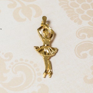 14k Ballerina Charm Pendant Yellow Gold Dance Jewelry