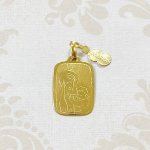 18K Gold Estate Blessed Mother & Baby Jesus Pendant