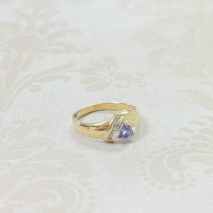 14K Gold Estate Tanzanite and Diamond Ring- Size 7