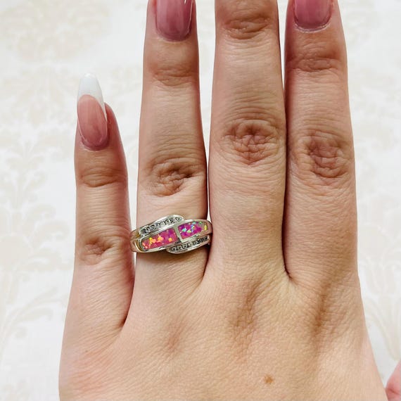 Sterling Silver Pink Opal Ring #591 - image 4