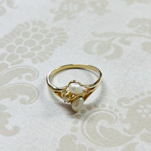 14K Gold Pearl & Diamond Ring