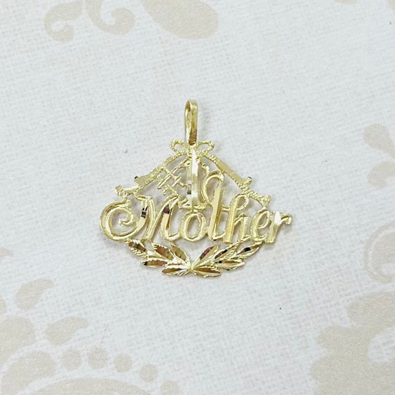 14K Gold Estate #1 Mother Pendant - image 1