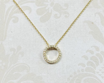 18K Gold Estate Diamond Circle Necklace