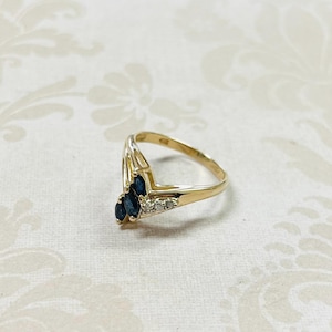 14K Gold Estate Sapphire and Diamond Ring- Size 6