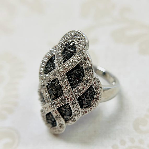 Black and Clear Stone Statement Ring #574 - image 2