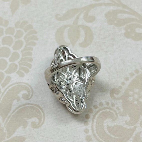 Black and Clear Stone Statement Ring #574 - image 3