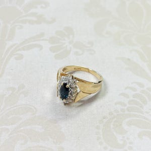 14K Gold Estate Sapphire and Diamond Ring- Size 6