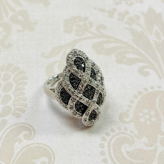 Black and Clear Stone Statement Ring #574 - image 1