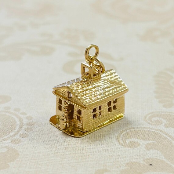 14K Gold 3-D House Charm View 3
